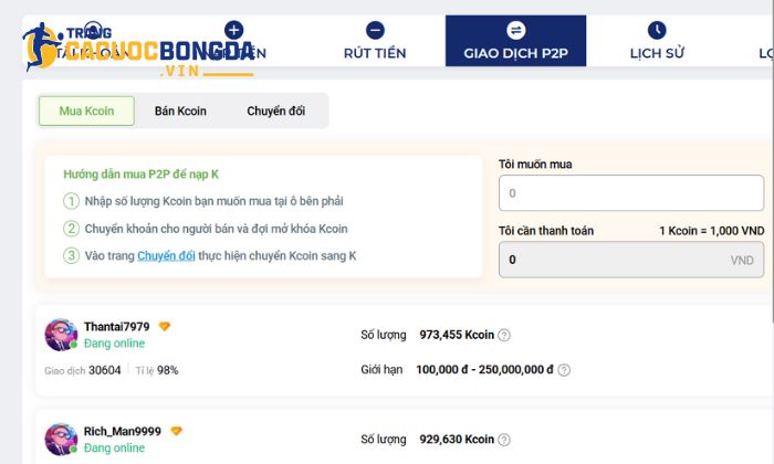 Giao dịch nạp và rút tiền tại One88 nhanh chóng, siêu tiện ích