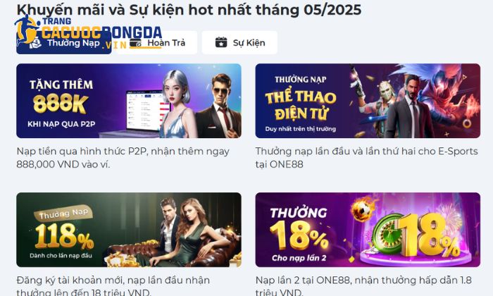 Khuyến mãi One88 giá trị cao tạo động lực cho người chơi tham gia đặt cược